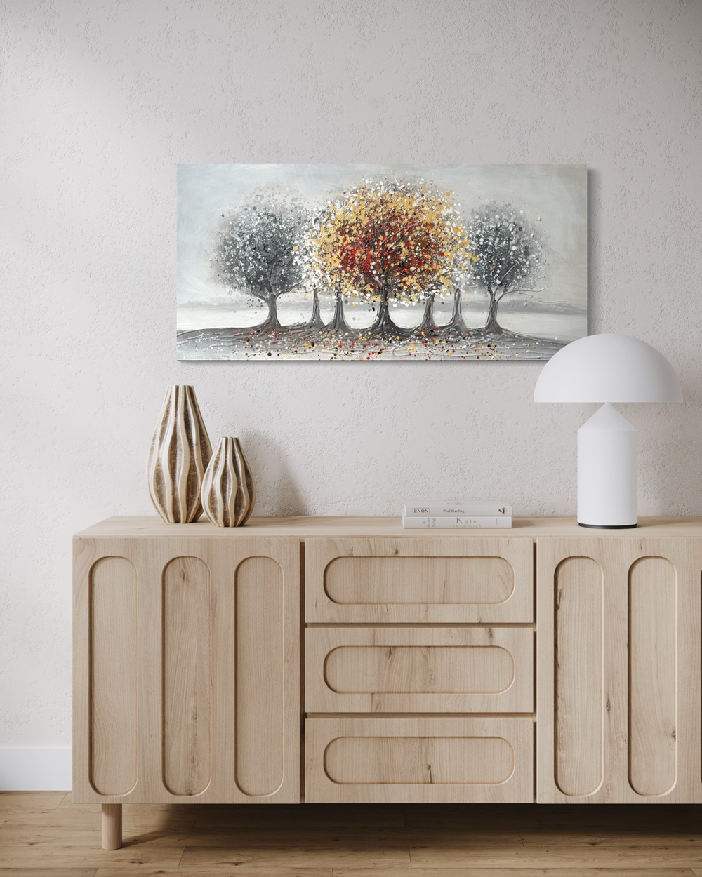 A painting with a tree