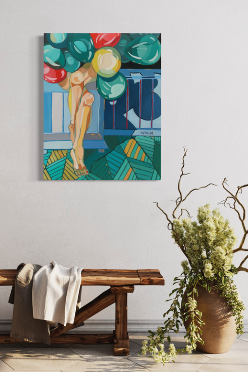 A painting with balloons