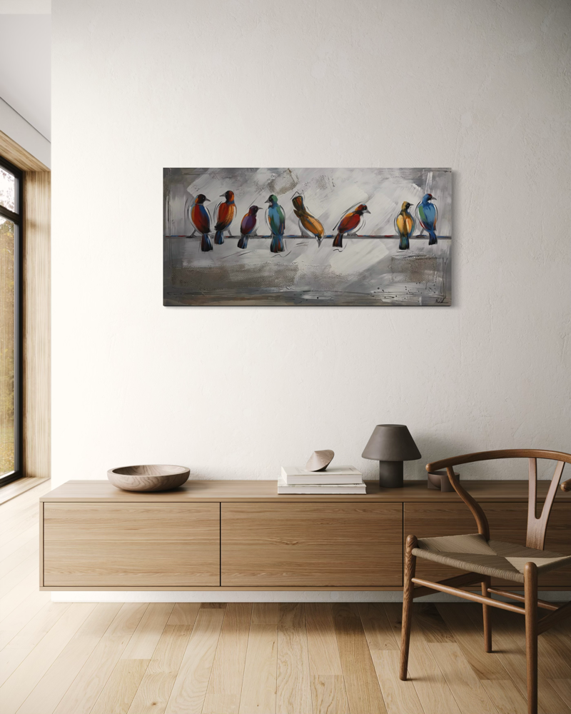 a painting with birds