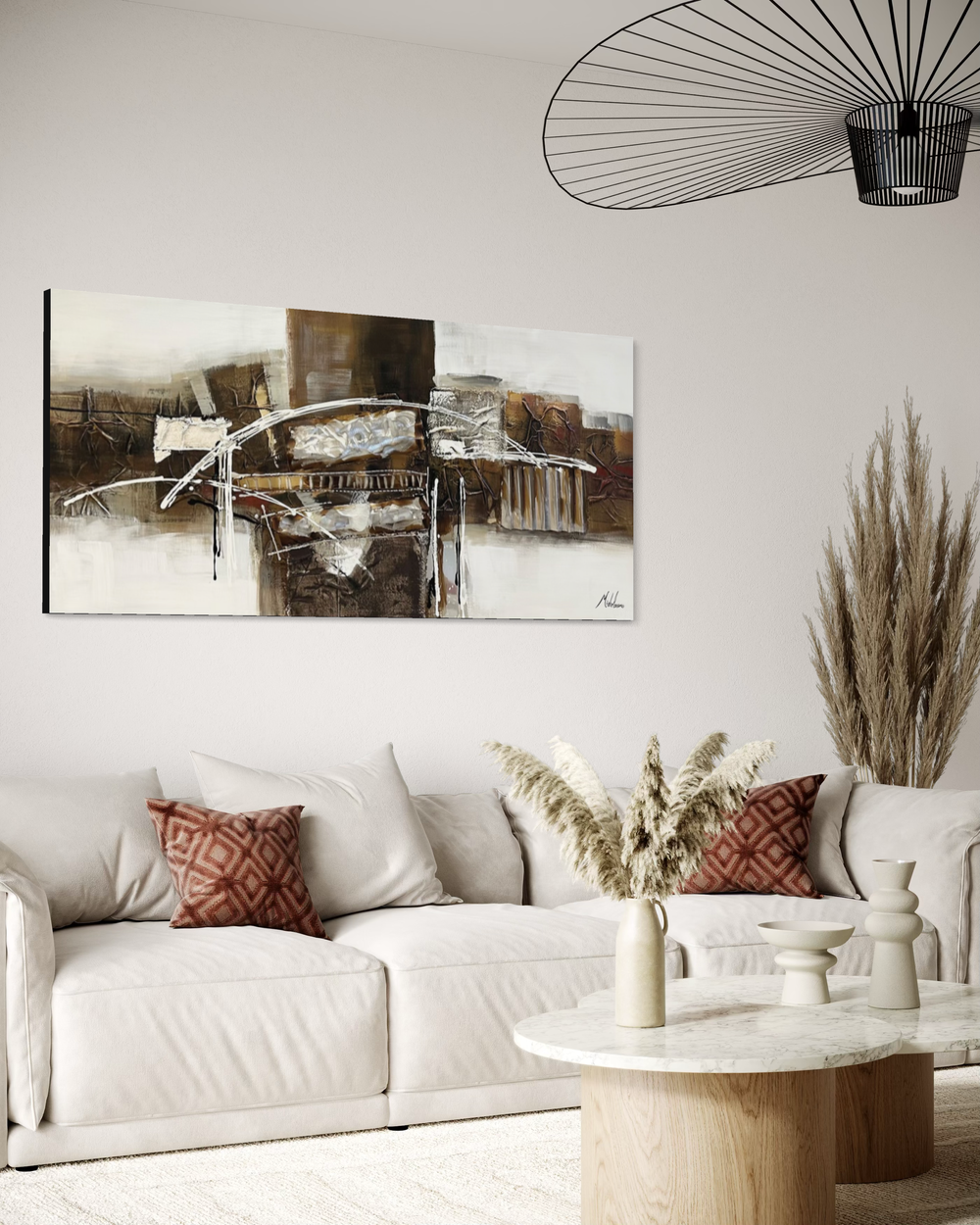 An abstract painting in earthy tones