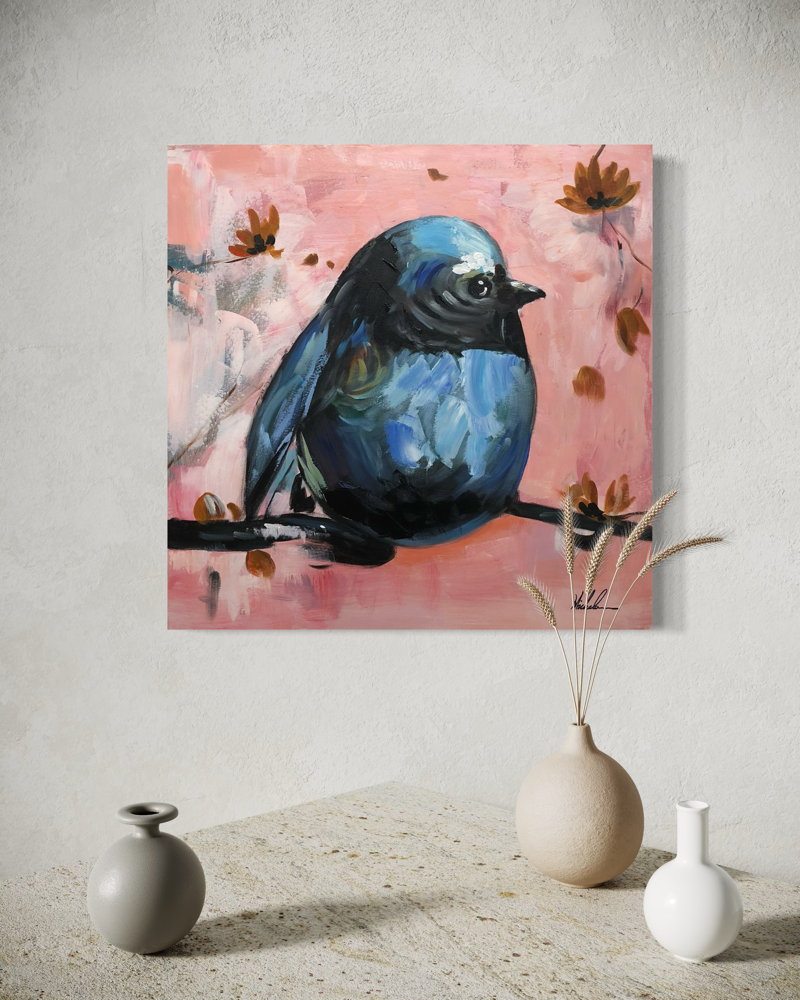 A painting with a bird