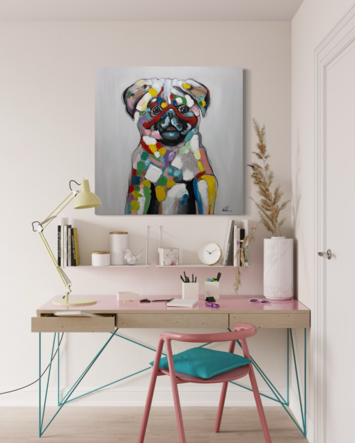 A painting with a dog