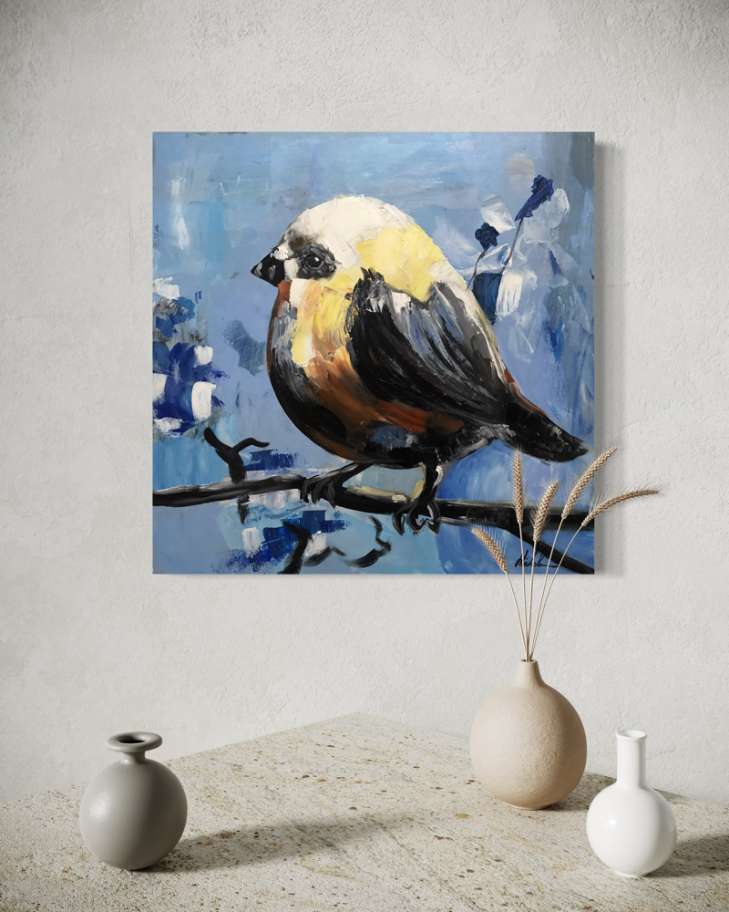 A painting with a bird