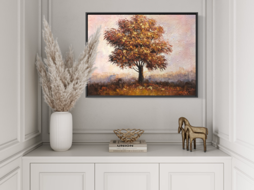 A painting with a tree