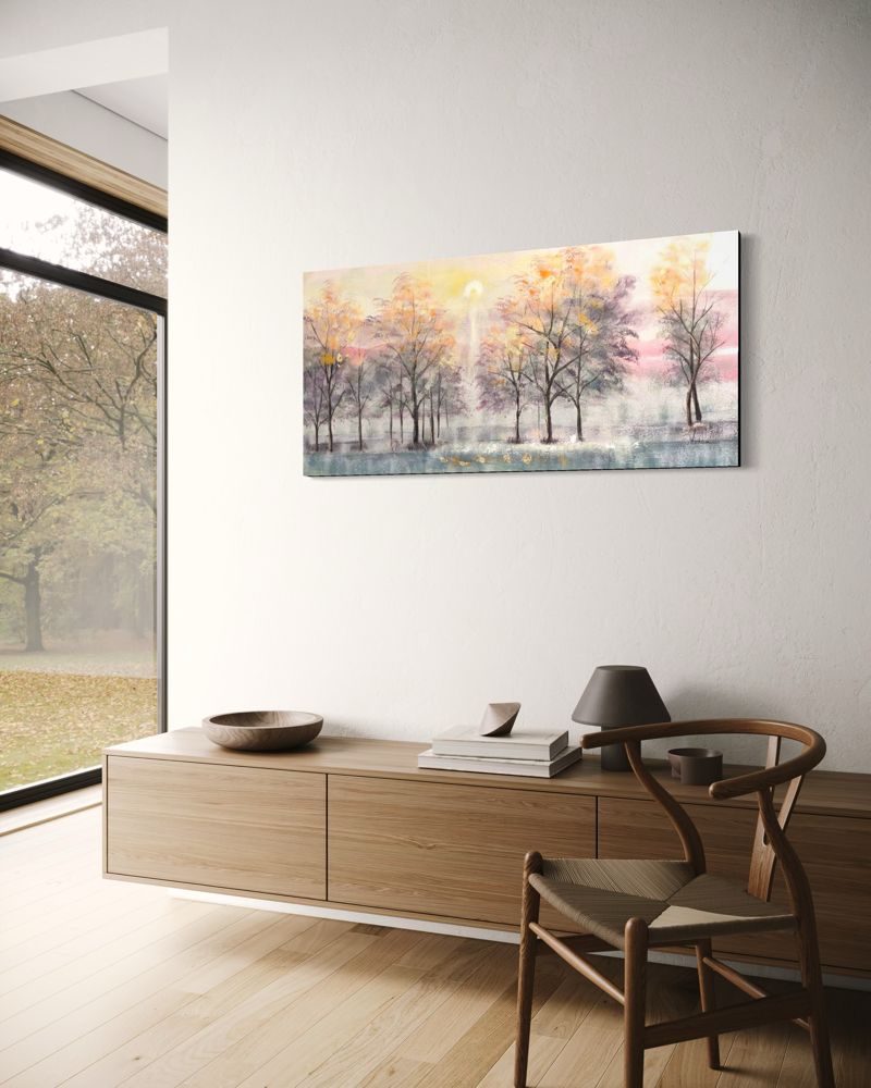 A painting with trees