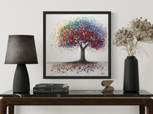 A painting with a tree