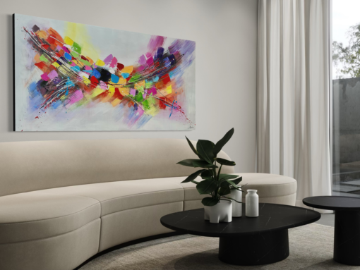 An abstract and colorful painting