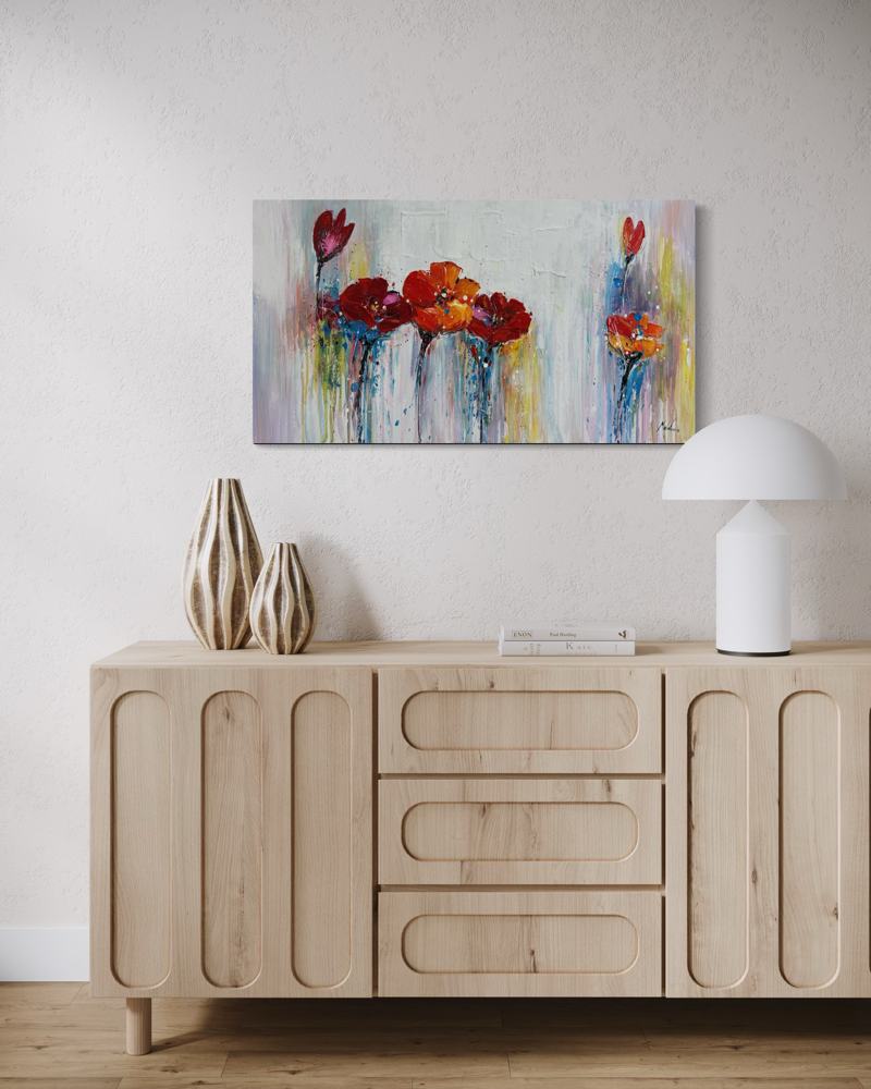 A painting with flowers