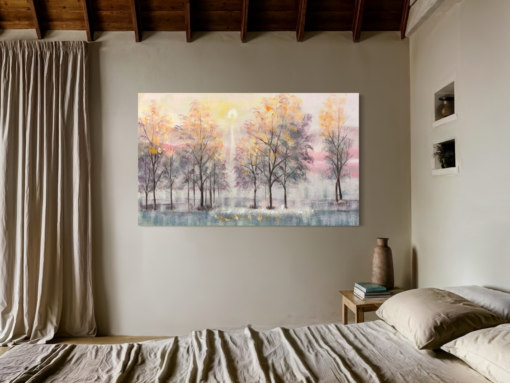 A painting with trees