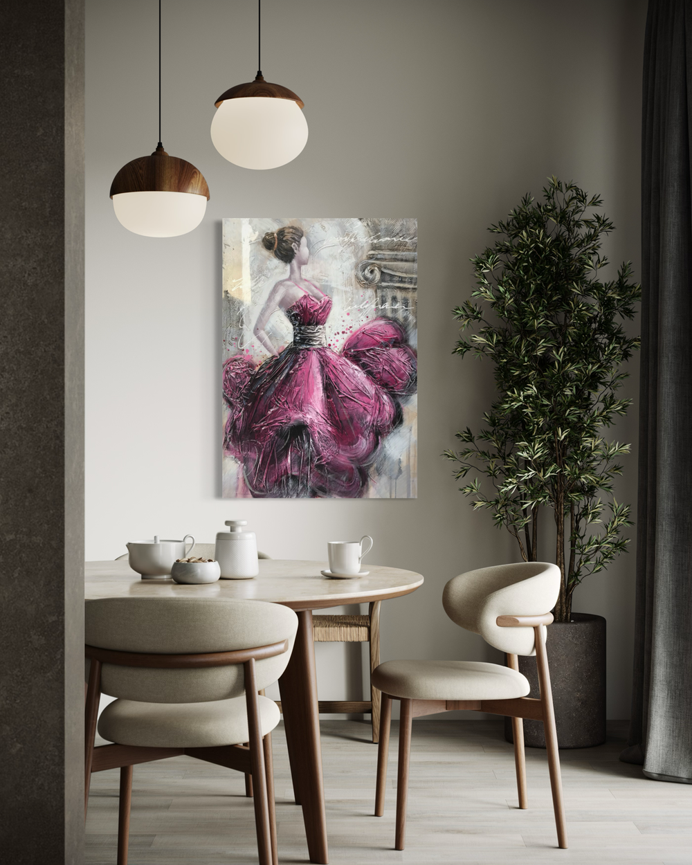 A painting of a woman in a dress
