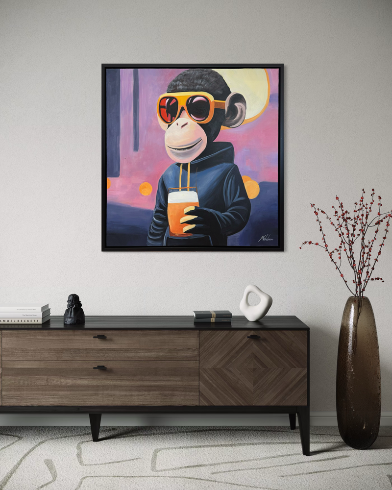 A painting of a monkey in an evening atmosphere
