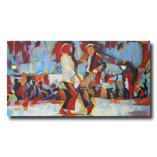 A painting with a scene from Pulp Fiction.