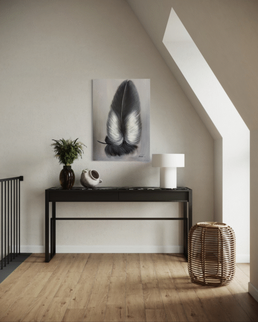 A painting of a feather