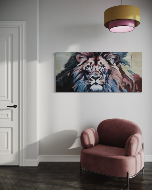A painting with a lion
