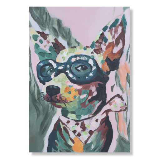 A painting with a dog