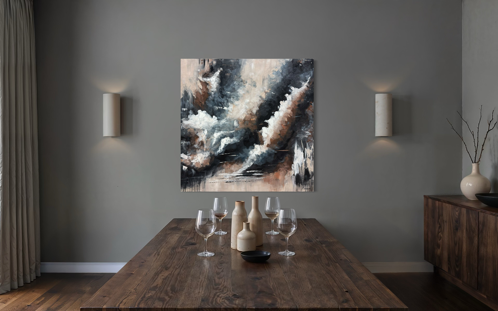 an abstract painting in earthy tones