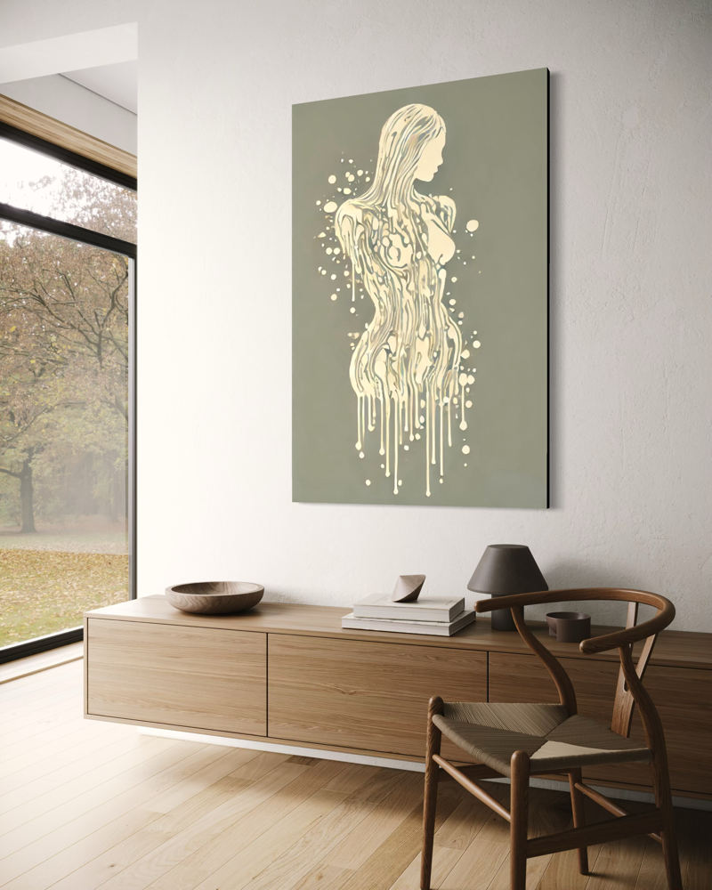 A painting with a woman