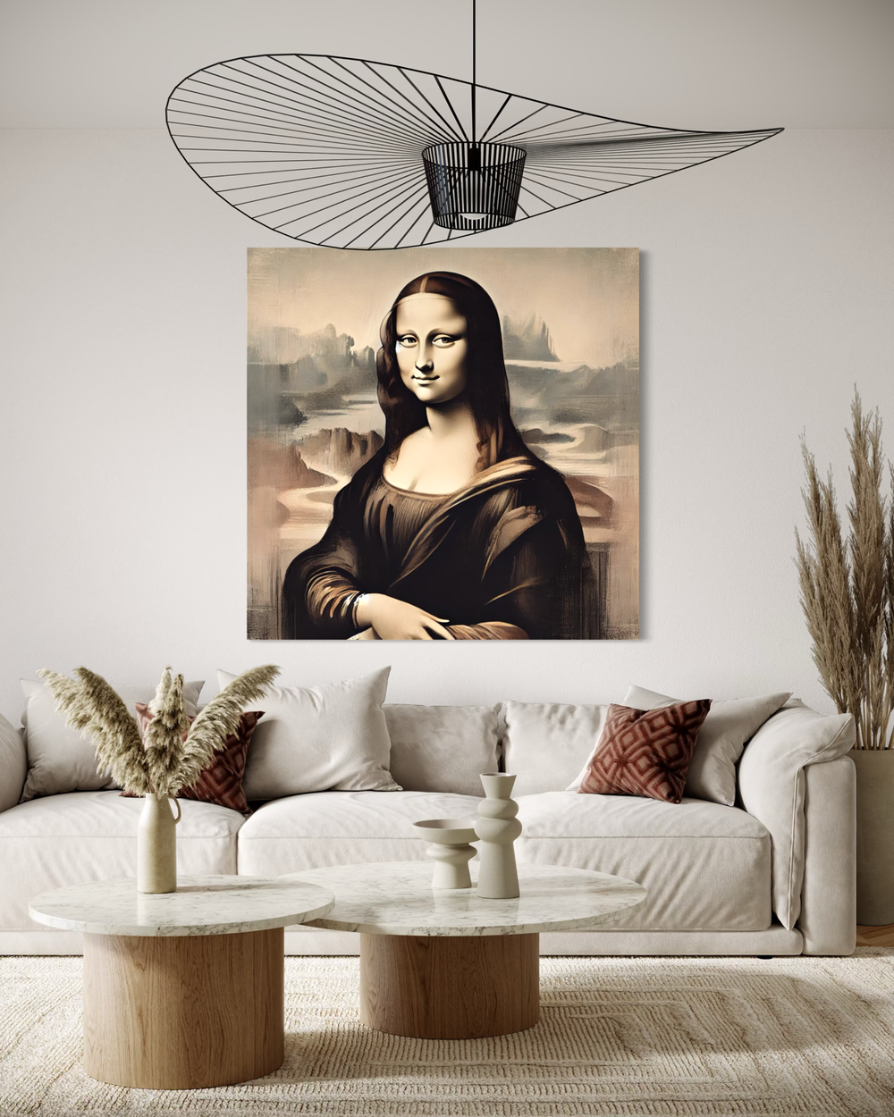 A painting with the Mona Lisa