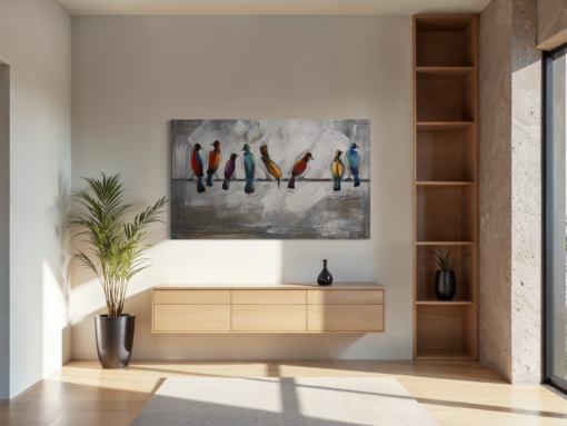 A painting with birds