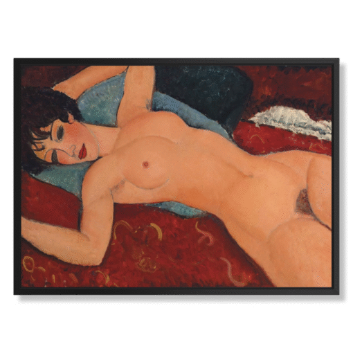 Amedeo Modigliani – Nu couché, 100×70 cm, canvas in black floating frame (Timeless Masterpieces – sensuality)