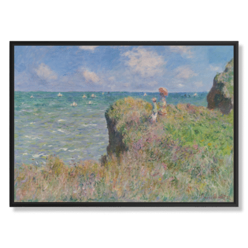 Claude Monet – Cliff Walk at Pourville, 70×50 cm, canvas in black float frame