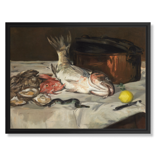 Édouard Manet – Fish (Still Life), 40×30 cm, canvas in black float frame