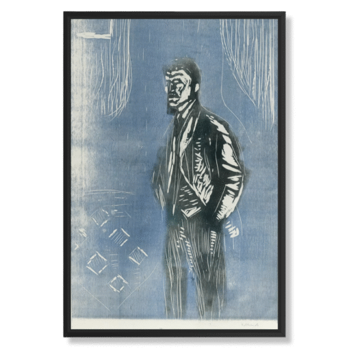 Edvard Munch – Self-Portrait in Moonlight, 40×60 cm, canvas in black float frame
