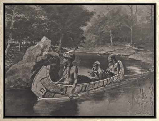 Frederic Remington – The Song of Hiawatha, canvas print in floating oak frame