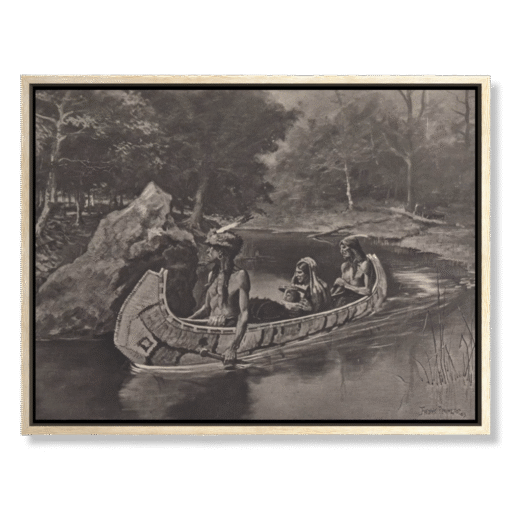Frederic Remington – The Song of Hiawatha, canvas print in floating oak frame