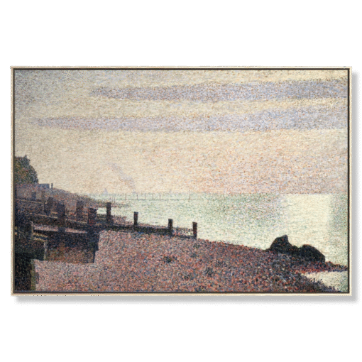 Georges Seurat – Evening, Honfleur, canvas print in floating oak frame