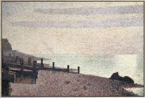Georges Seurat – Evening, Honfleur, canvas print in floating oak frame