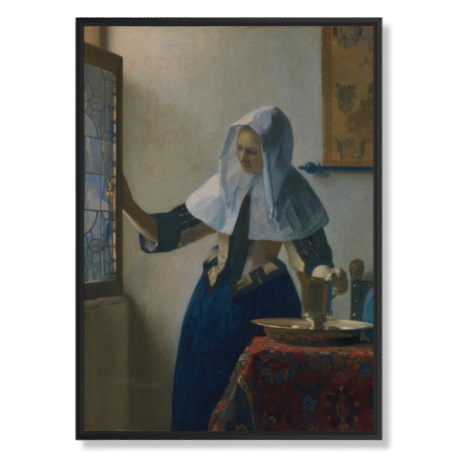 Johannes Vermeer – Young Woman with a Water Pitcher, 50×70 cm, canvas in black float frame