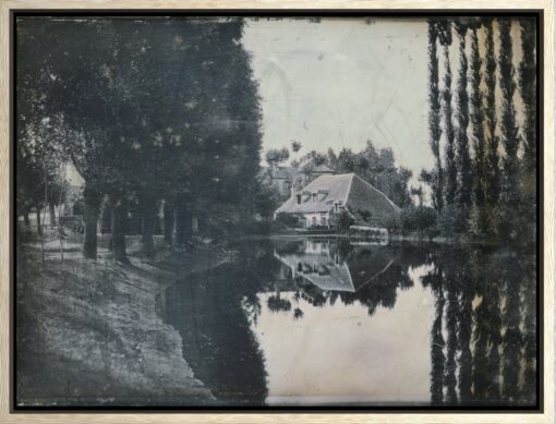 Choiselat – Landscape with Cottage, canvas print in floating oak frame