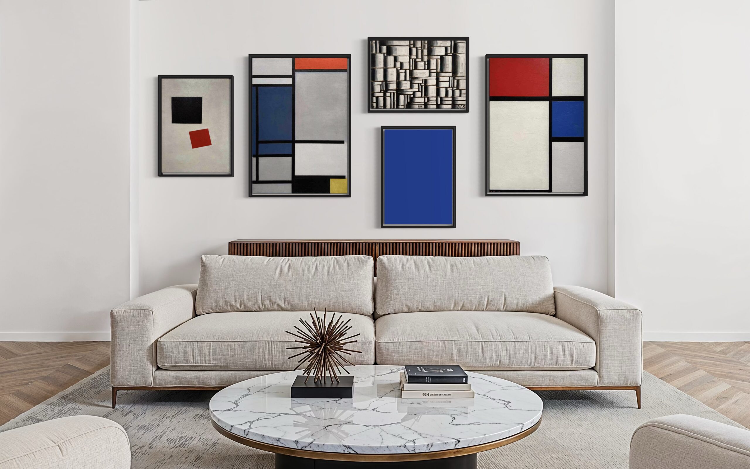Modernist Graphique – Bauhaus Energy, wall display in series with black floating frames