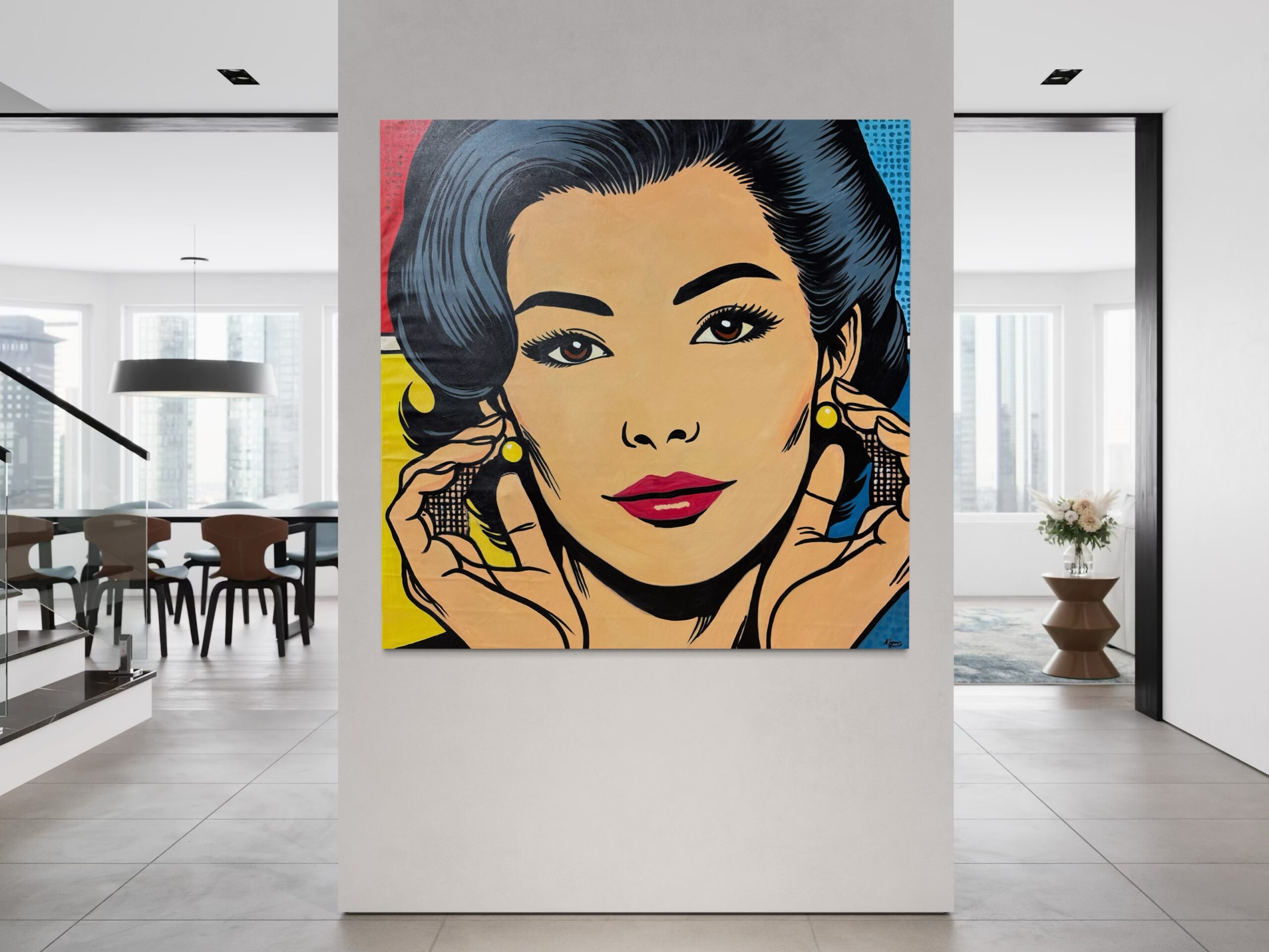 A Pop Art painting in bold colours – modern hand-painted artwork by Michelanemo.