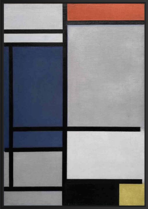 Piet Mondrian – Composition with Red, Blue, Black, Yellow and Gray (1921), canvas print in black floating frame