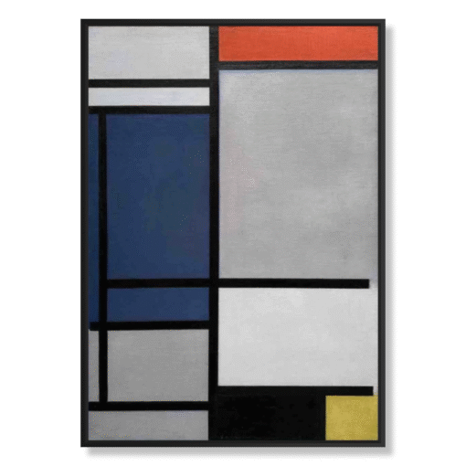 Piet Mondrian – Composition with Red, Blue, Black, Yellow and Gray (1921), canvas print in black floating frame