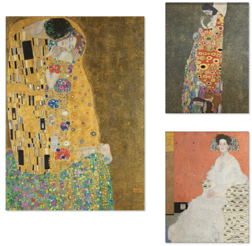 Timeless Masterpieces – The Golden Trilogy: three canvas artworks on wooden frame uniting passion, strength and hope