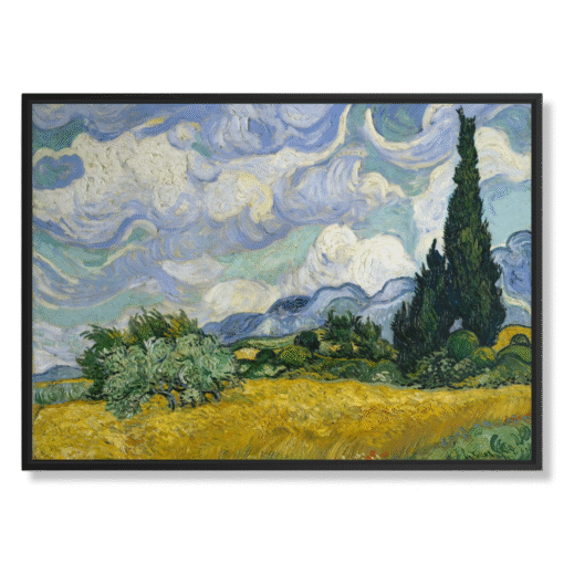 Vincent van Gogh – Wheat Field with Cypresses, 70×50 cm, canvas in black float frame