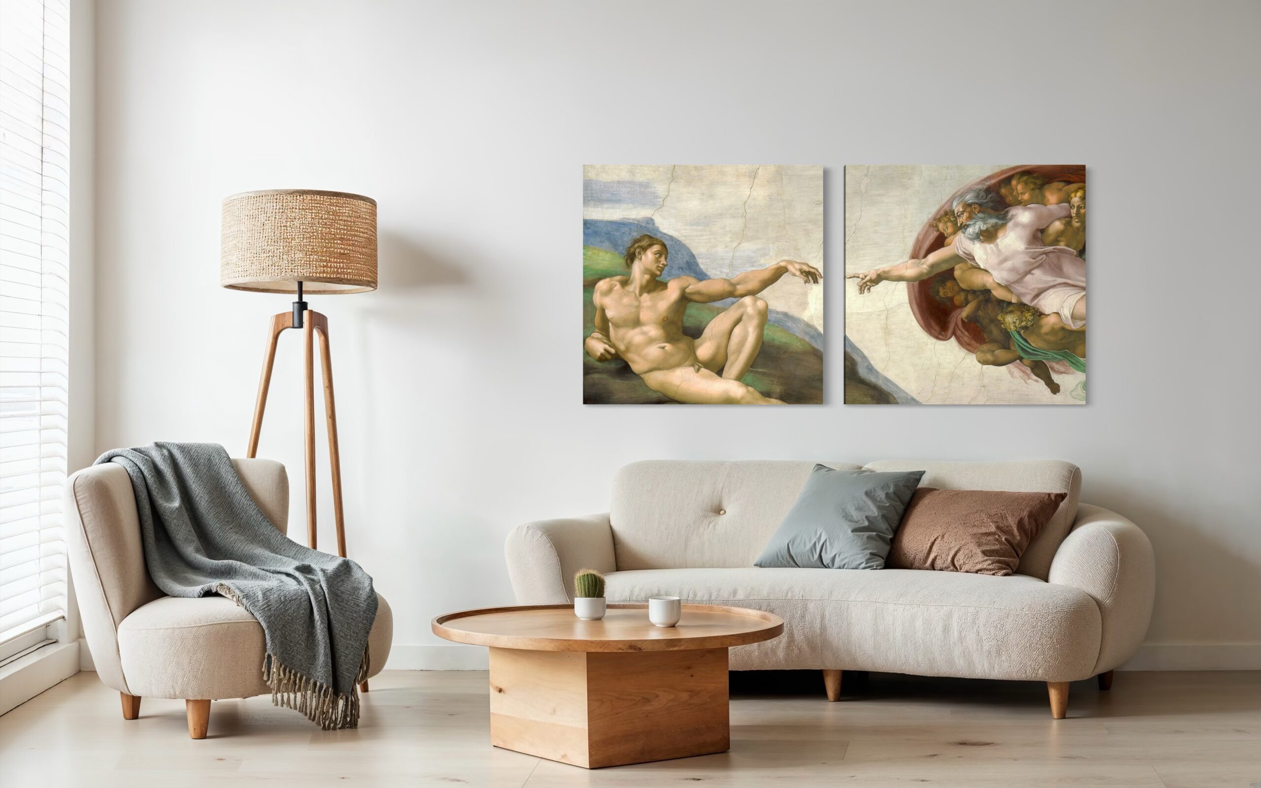 An exclusive two-piece canvas series showcasing Michelangelo’s iconic fresco from the Sistine Chapel.