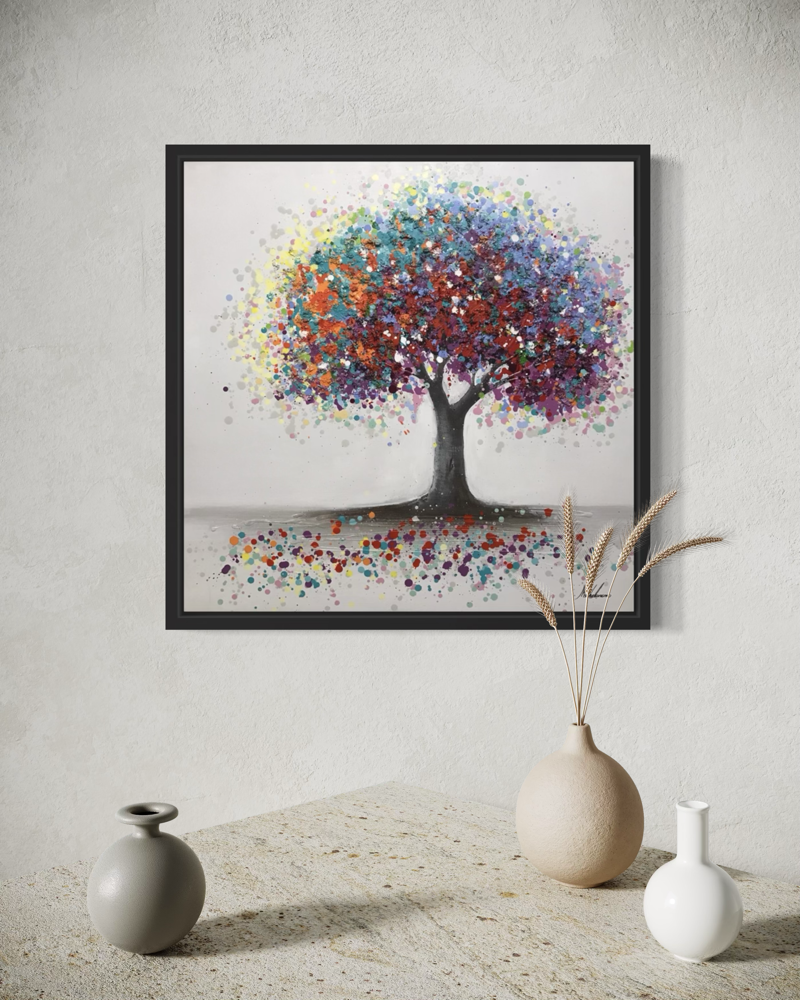 A painting with a tree