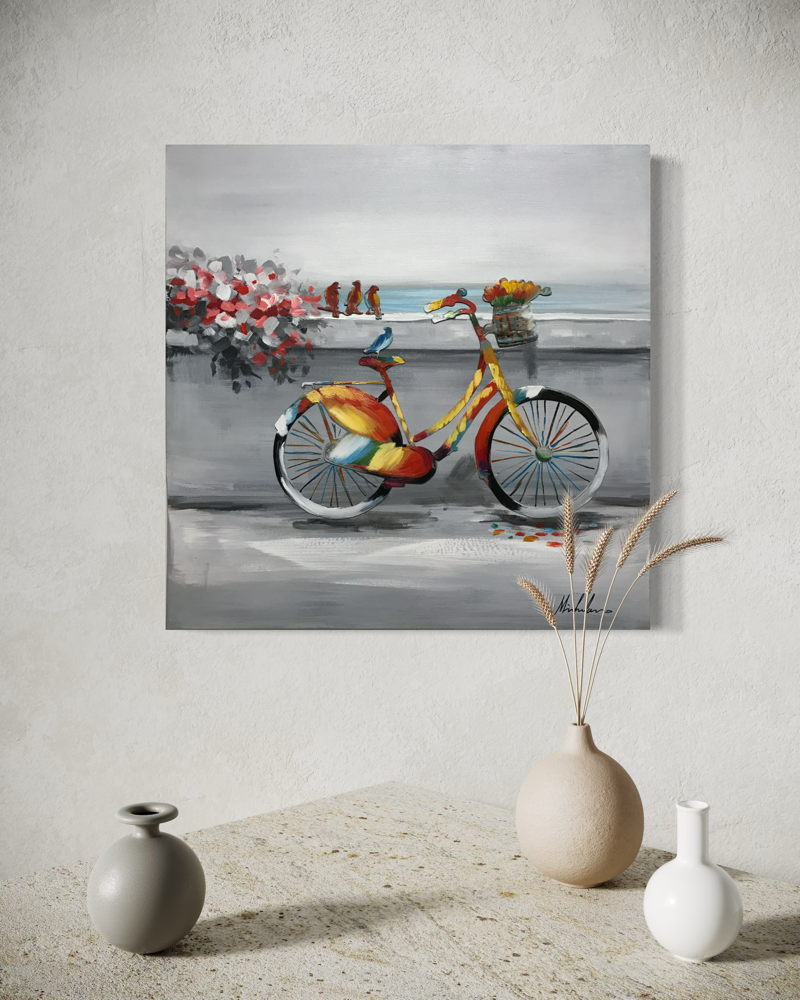 A painting with a bicycle